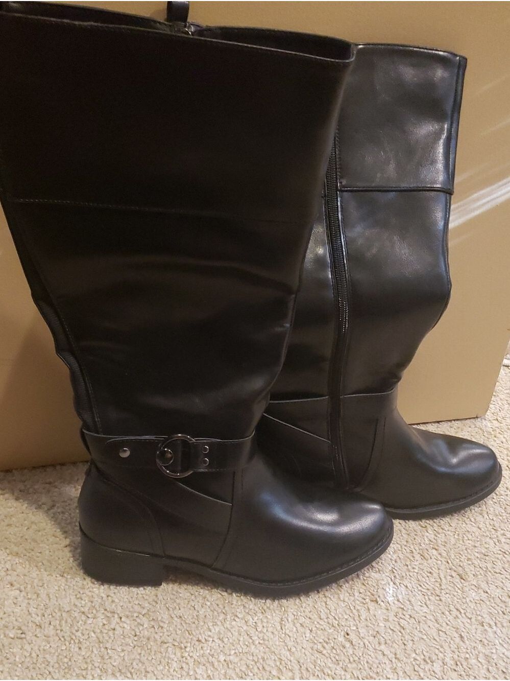 NWOB Women’s Black Knee-High Buckle Boots